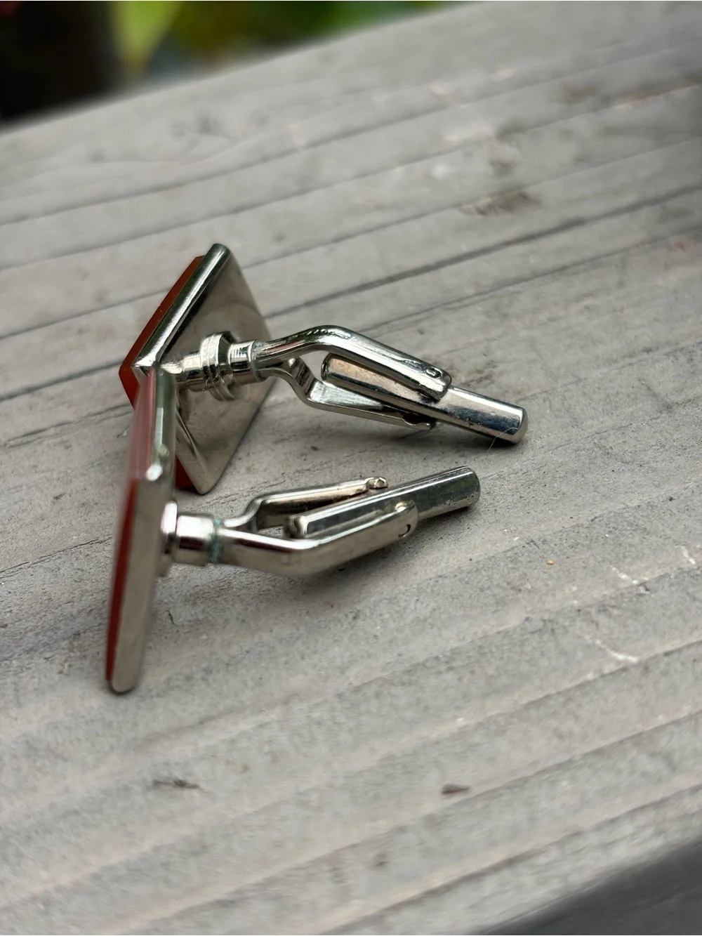 SWANK Red-Orange Square Enamel Cufflinks